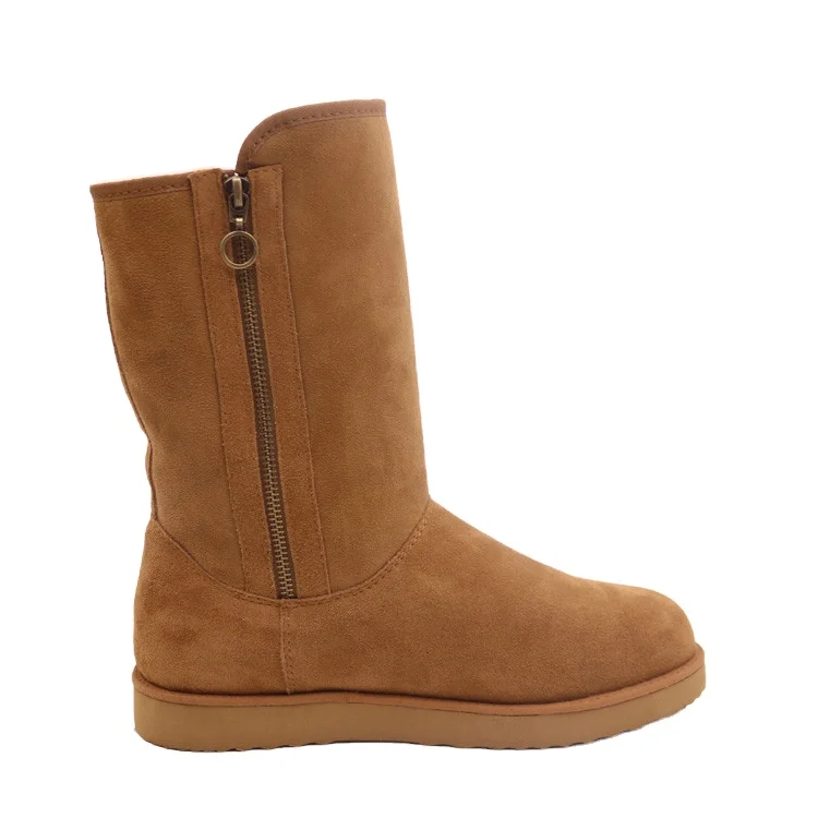 
Factory Winter Men Boots Shoes with Zippers CF-066 Free Samples Designer Australian Sheepskin EVA Adult Plush Genuine Leather 