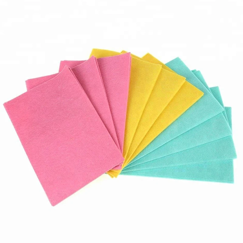 BSCI ISO9001 Reusable Needle Yellow Non-Woven Cleaning Cloth Viscose Woven Dish Cloth for Kitchen Floor Absorbent Multipurpose