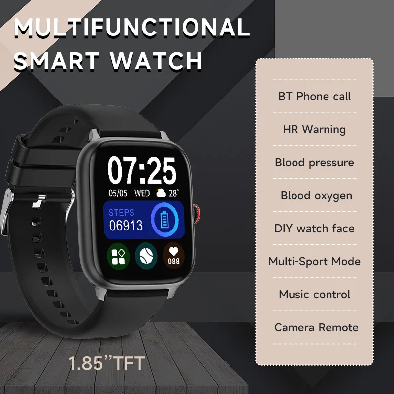 T15 Bluetooth Talk Watch 1.83 Heart rate sleep sports voice assistant IP68 smart watch Source Factory