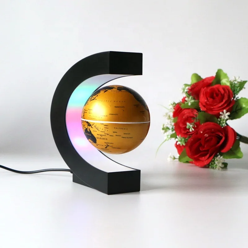 Innovative Products 2023 Promo Item With Custom Logo Gift Set Led World Map 3inch Levitating Floating Magnetic Globe
