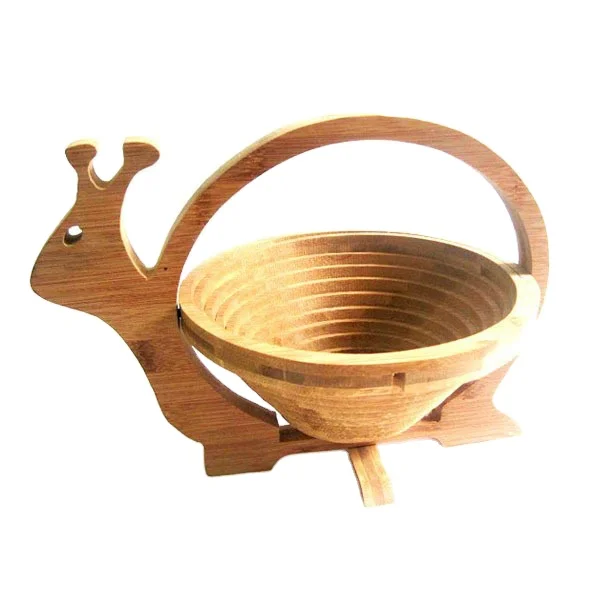 
All-natural Unique Folding Feature Bamboo Folding Collapsible Fruit Basket 