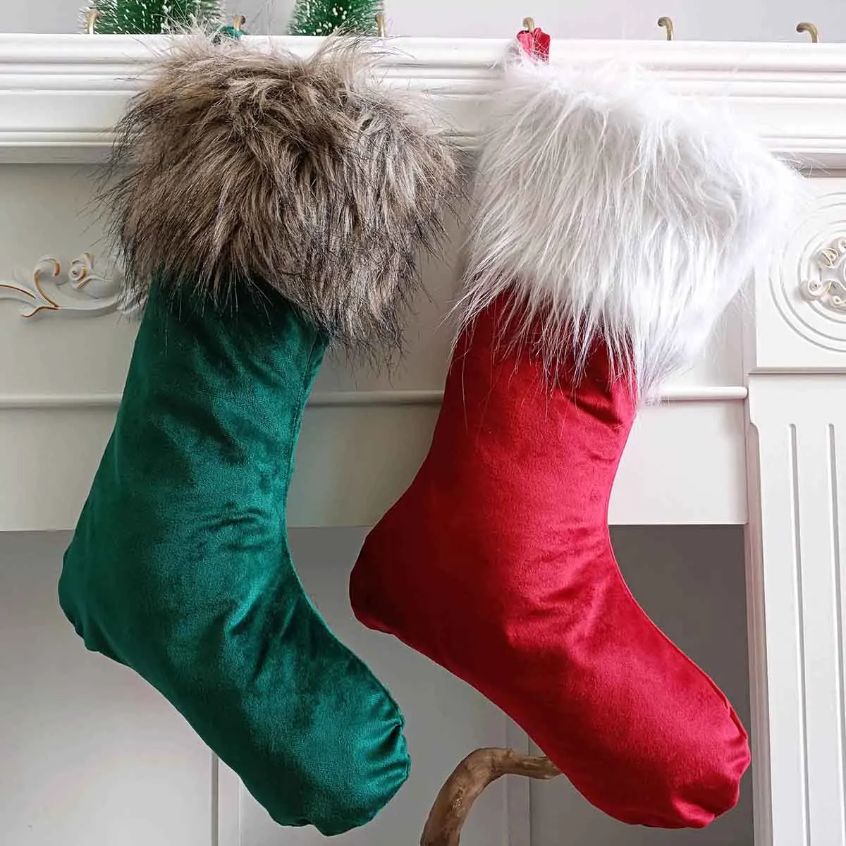 Personalized Faux Fur Trimmed Stocking, Christmas Stocking personalized, Christmas Stocking w name, Christmas home decor