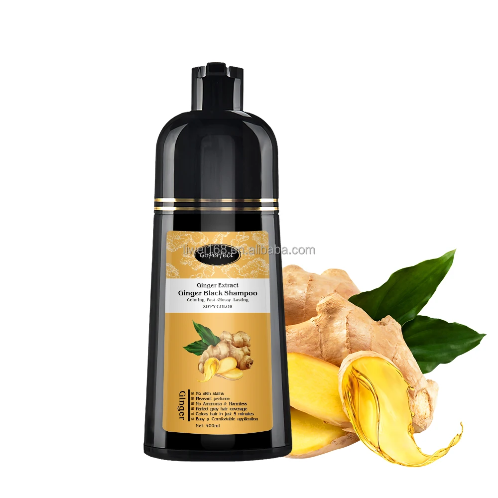 2024 Private Label Semi-Permanent Herbal Ginger Hair Dye Shampoo Scalp-Stain Free Black Hair Color