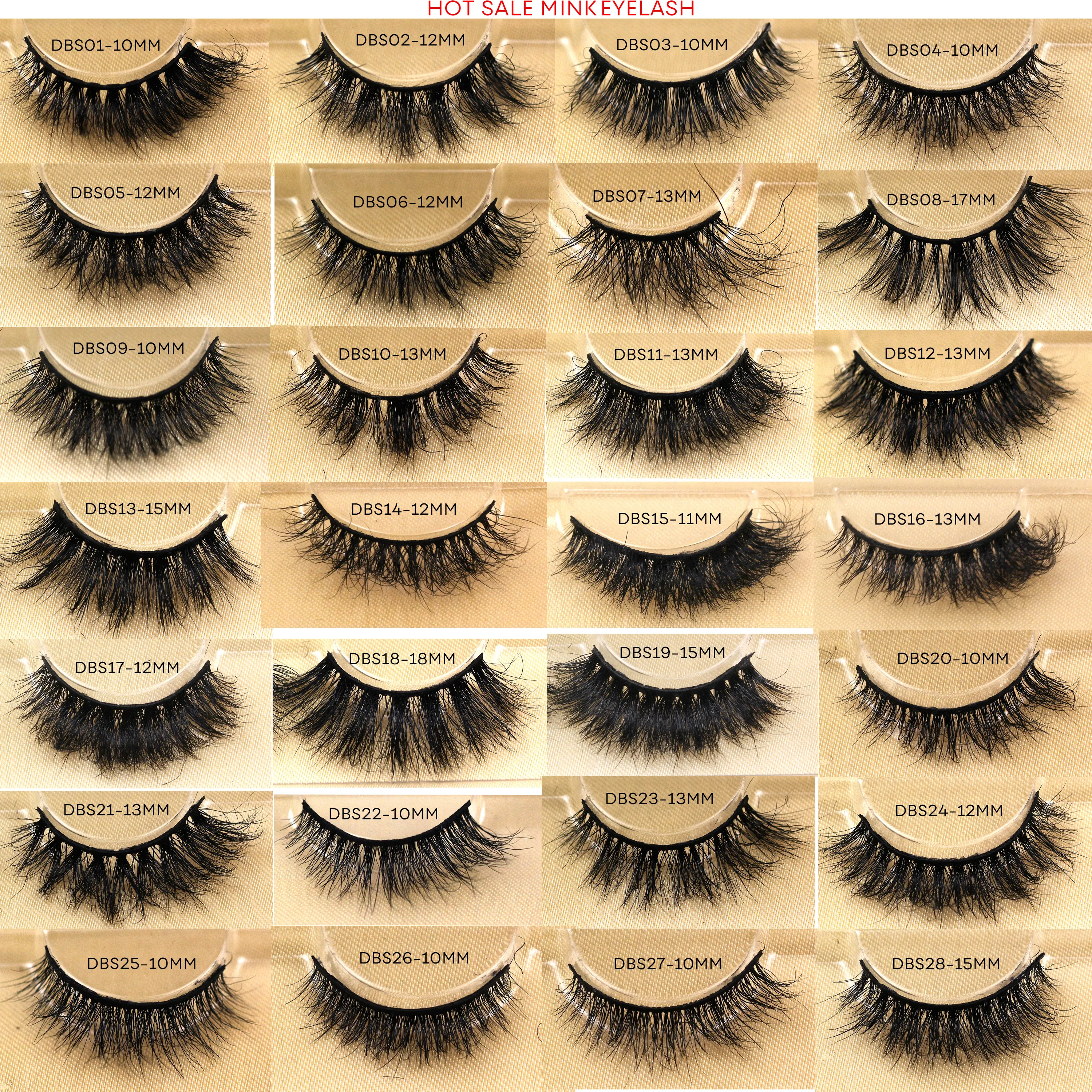 DBS35 Best Selling Natural Lashes Messy Curly 3d Vegan 15mm 18mm 25mm Fluffy Mink Eyelashes With Private Label Lash box