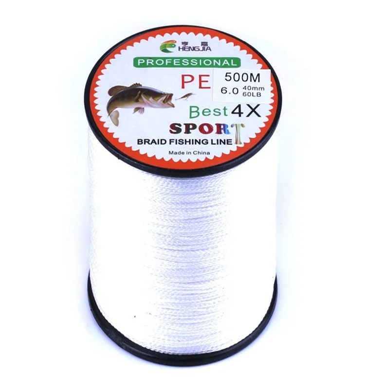 White Fishing Line 4 Strands PE Braided 500 Meters 15 80LB Strength