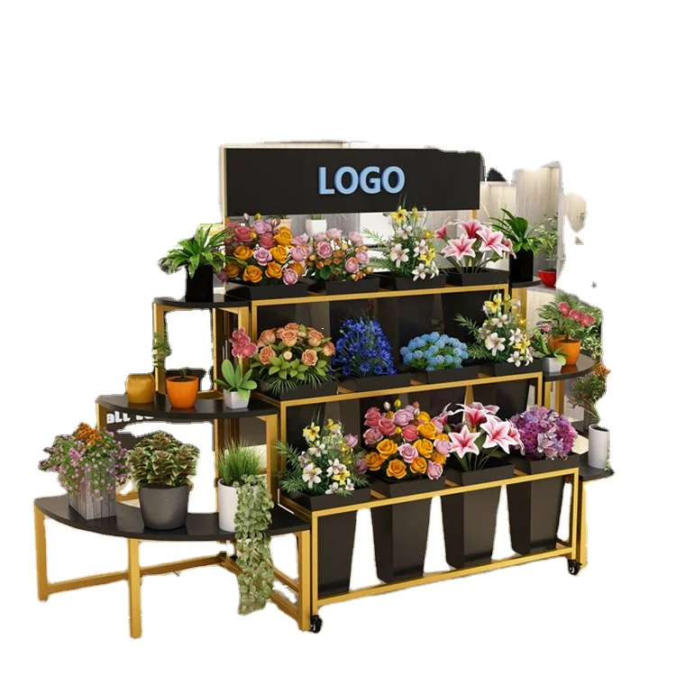 Hot Selling Corner Combination Flower Bucket Display Stand Wholesale Iron Flower Stand