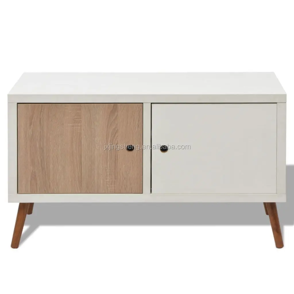 White Furniture Wood 2 Doors Media TV Stand Nordic Media Cabinet Storage Unit
