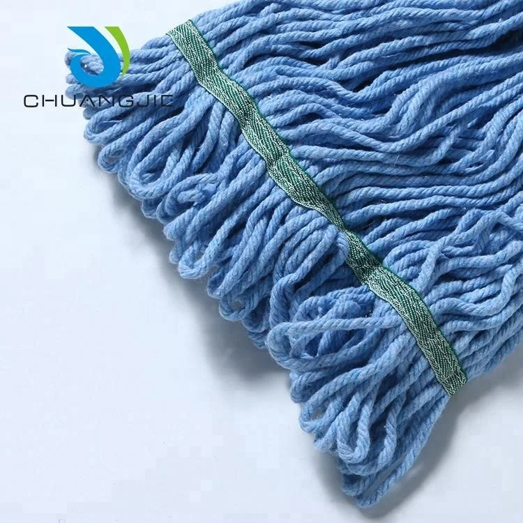 Wholesale Durable Floor Ceiling Cleaning Blue Cotton Polyest Synthetic Wet Mop Head