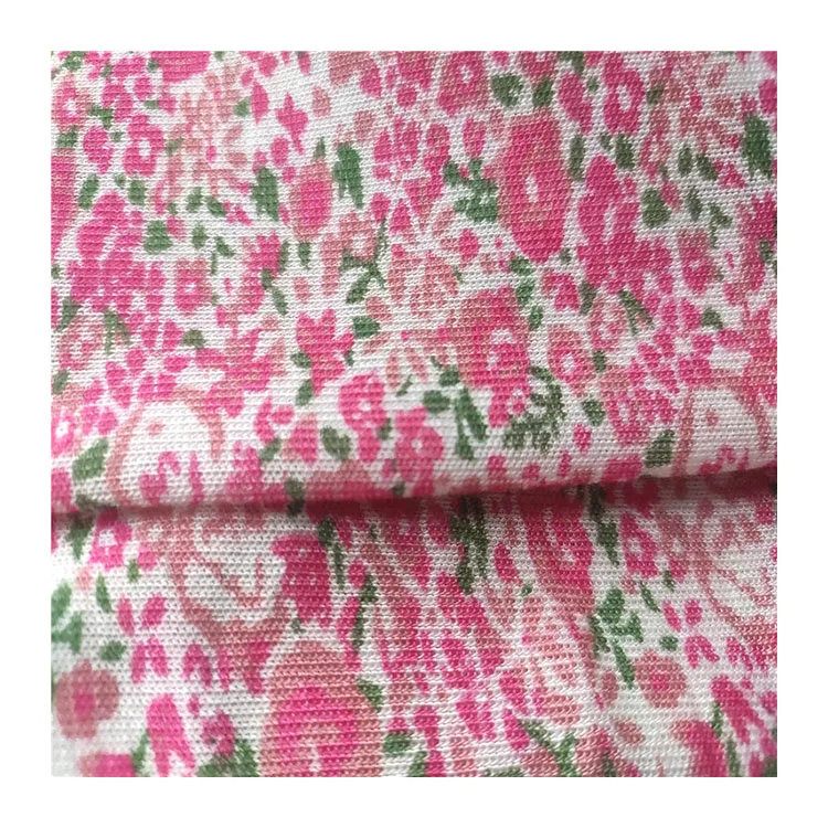 
Factory Wholesale New Fashion 100% Cotton Floral Printed Jersey Fabric 