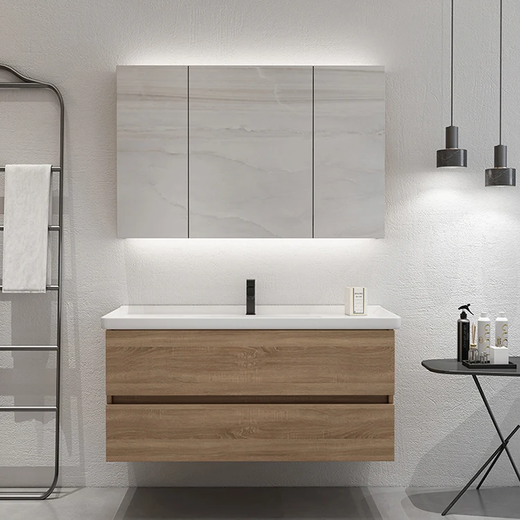 Free Standing Water Resistant Sink With Wall Hang Bathroom Cabinet Mirror