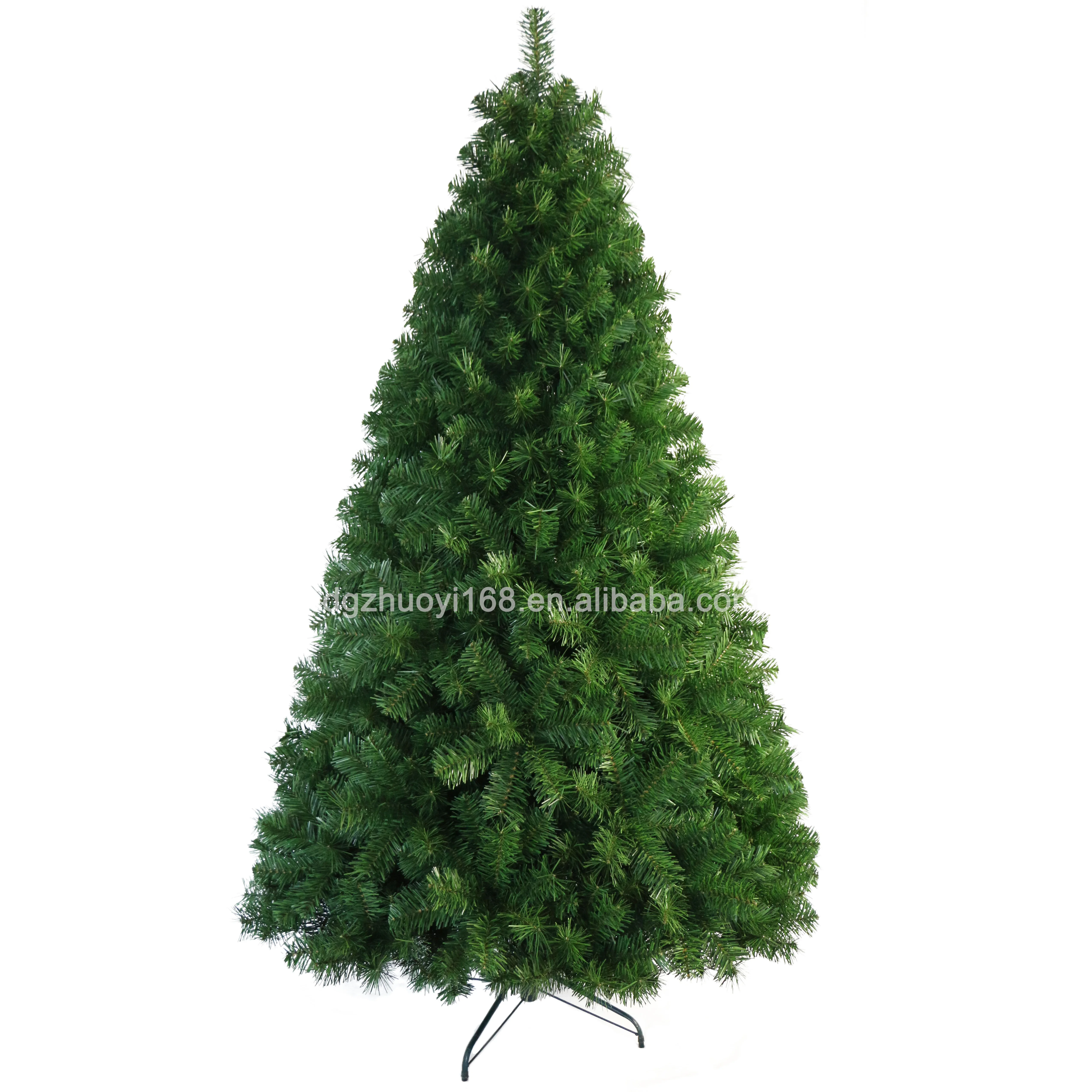 Natural looking wholesale metal frame crafts 7ft artificial PVC pre-light Christmas tree with metal stand for festival decor