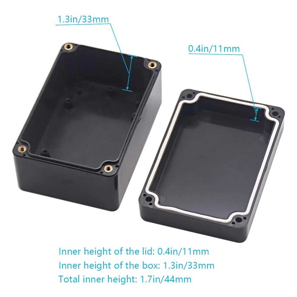 ABS Black Electronic Waterproof Junction Box Plastic Enclosure Box Instrument Case Electrical Project Outdoor Junction Box