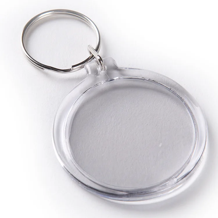 Round square rectangle clear acrylic insert photo split ring keyring