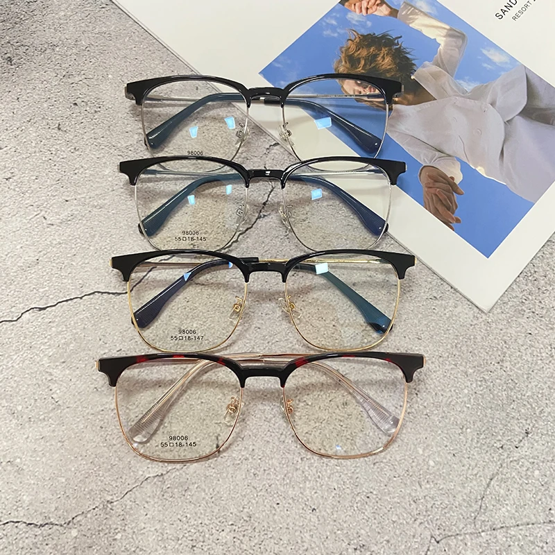 New Retro Metal Glasses Oval Frame Fashion Ultralight Myopia Glasses Half  Frame Female Alloy TR90 Leg Flat Glasses Frame