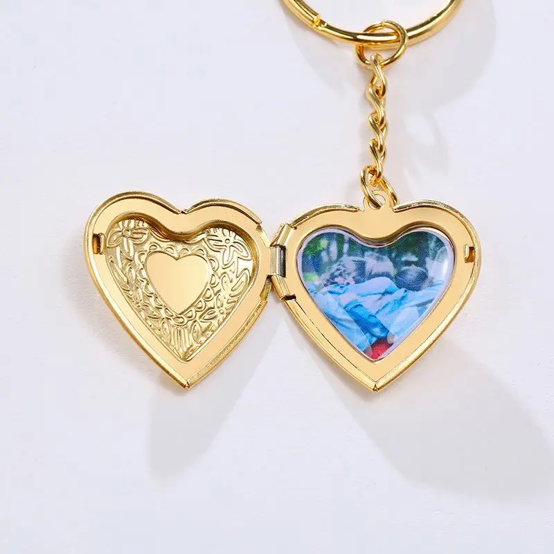 Tryme Photo Customized Key Chain, Stainless Steel Heart Charm Image Insert Locket Keychain