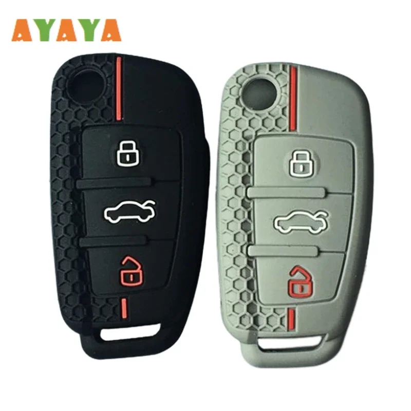 Silicone Car Key Cases Cover For Audi A1 A3 A6 C5 C6 Q3 Q2 Q7 TT TTS R8 S3 S6 RS3 RS6 A4 Shell Holder Fob Accessories Keychain
