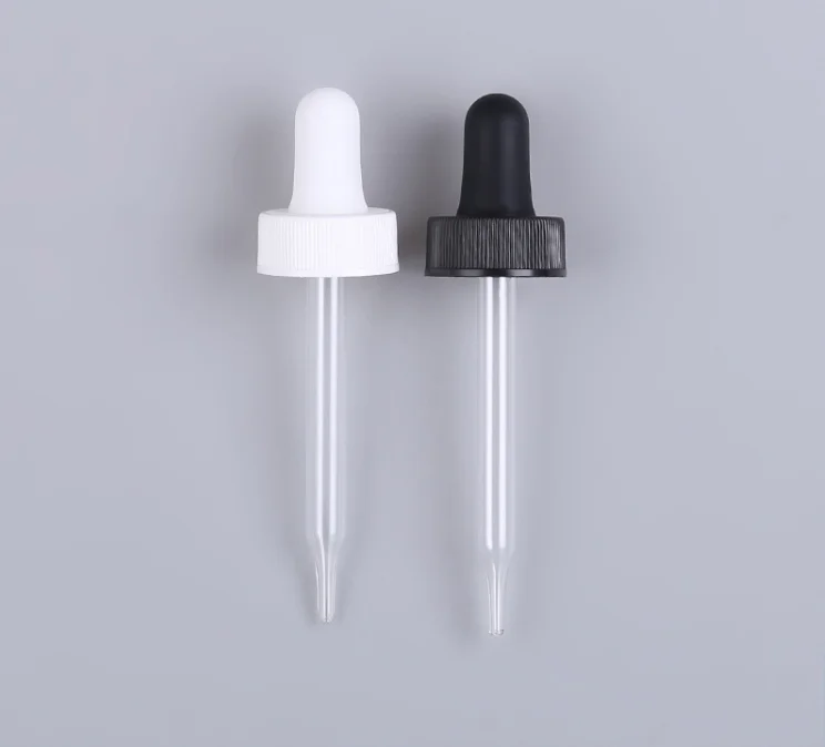 Wholesale 18-400 20-400 22-400 24-400 Nitrile or Silicone Rubber Bulb Etched Measuring Glass Dropper for Boston Glass Bottle