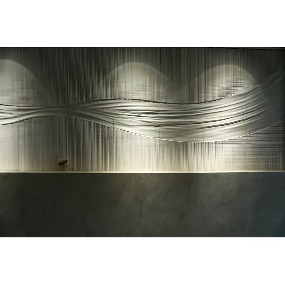 CNC cut wave stone wall Sculpture white wave limestone wall