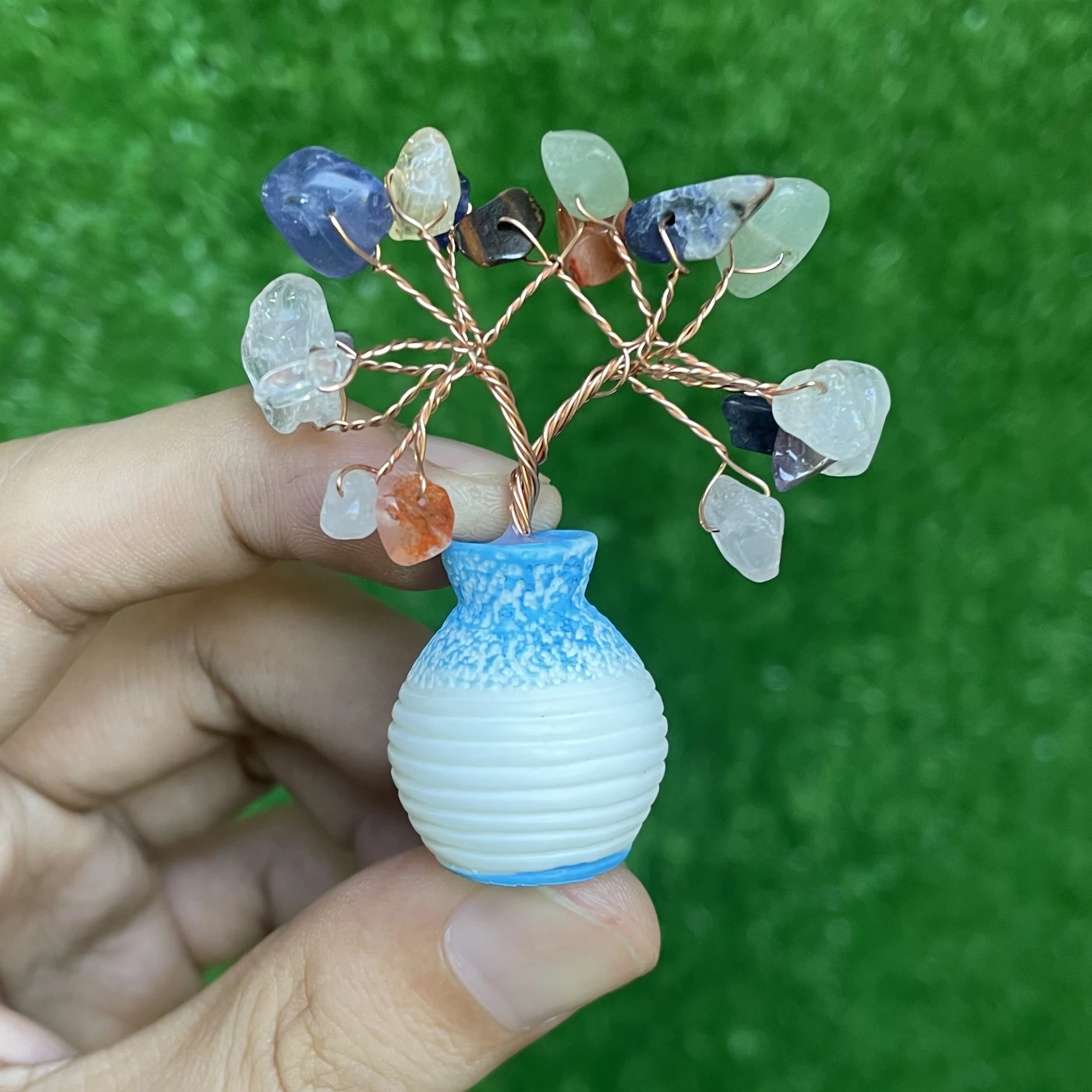 natural 7 Chakra Rainbow Stone Gemstone The Tree Of Life Crystal luck feng shui healing reiki gemstone for home decoration