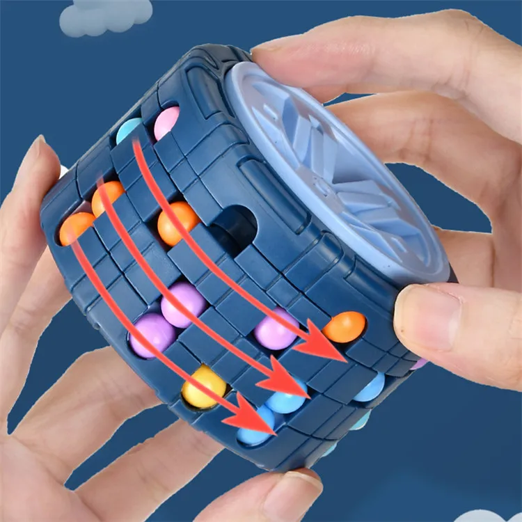 2022 The New Colorful Stress Reliever Sensory Puzzle Toy Rotating Bean Wheel Cube Fidget Spinners Education Sensory Toy