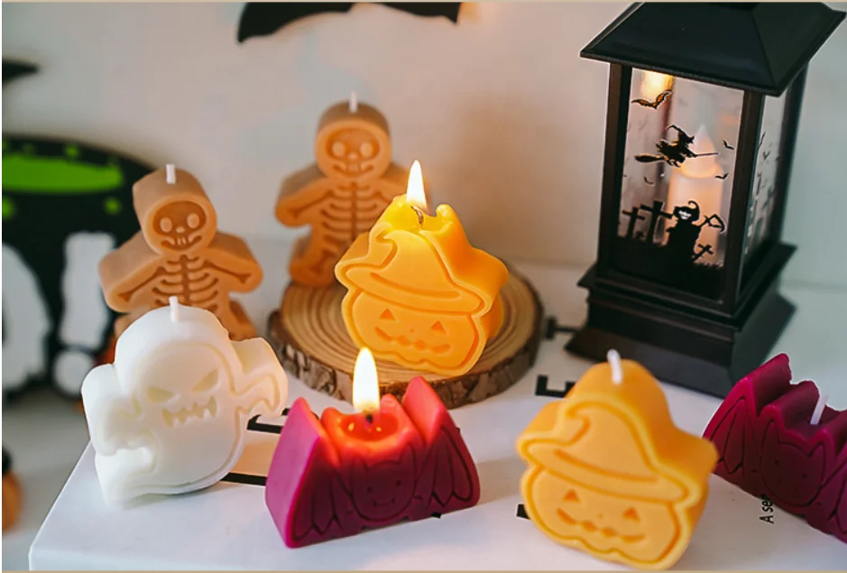 Halloween Bat Ghost Skeleton Pumpkin Novelty Pearled Cake Other Decorative Bubble Stick Organic Christmas halloween Candle