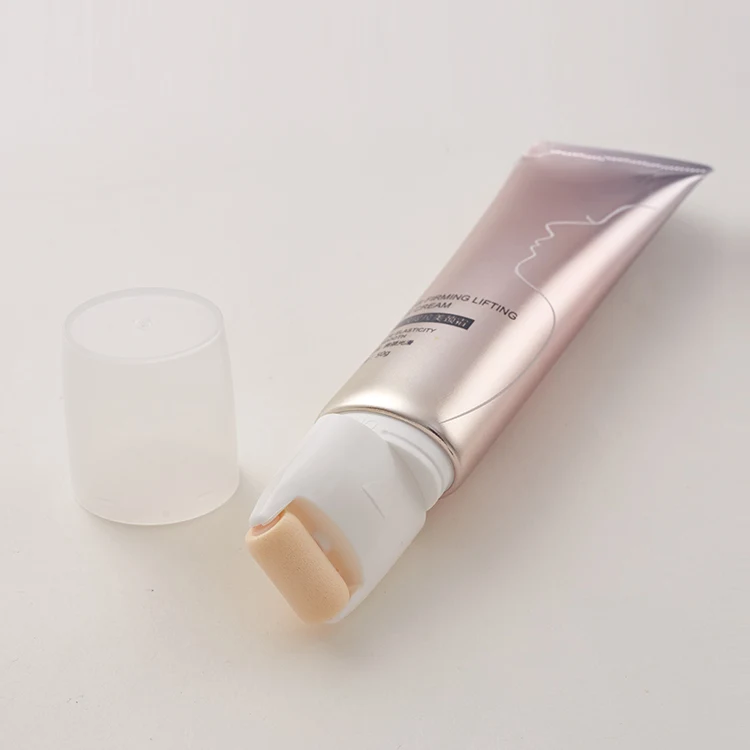 Custom neck massage roller tube package beauty neck cream cosmetic tube with sponge roller applicator
