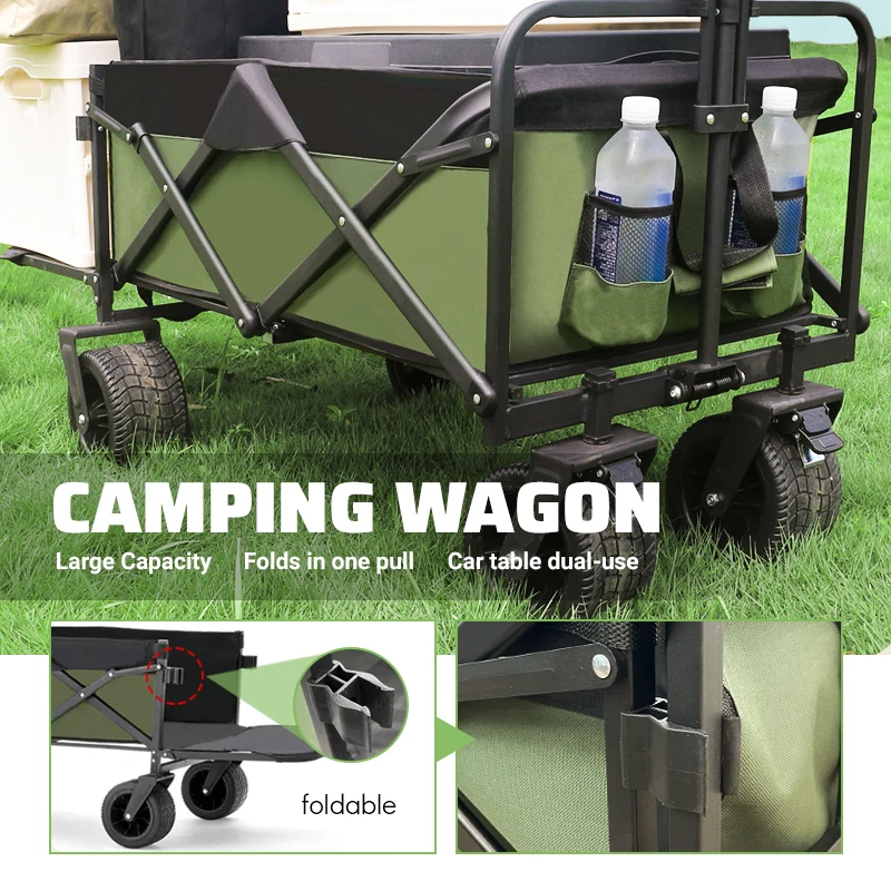 Large Capacity Outdoor wagon cart foldable Trailer Stall  garden wagon cart Pull After Opening a beach fishing cart