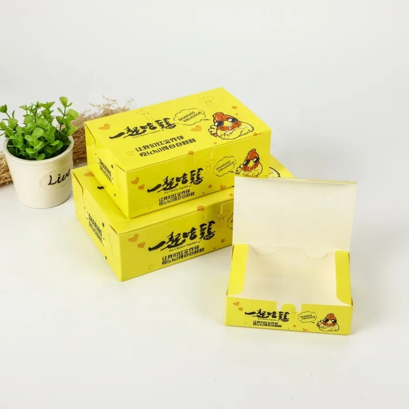Custom Takeaway Fried Chicken Box Fast Food Packaging Disposable French Fries Packaging Burger Fry Chicken Paper Boxes With Logo