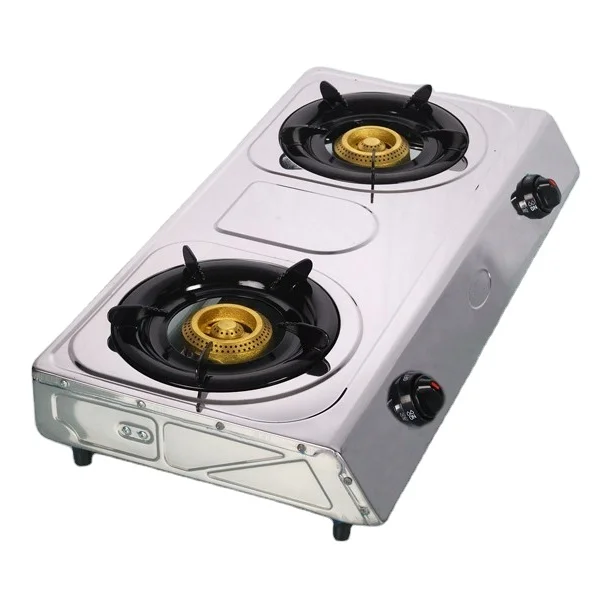 kitchen cooker appliance  lpg stainless steel silver gas stove 2 burner