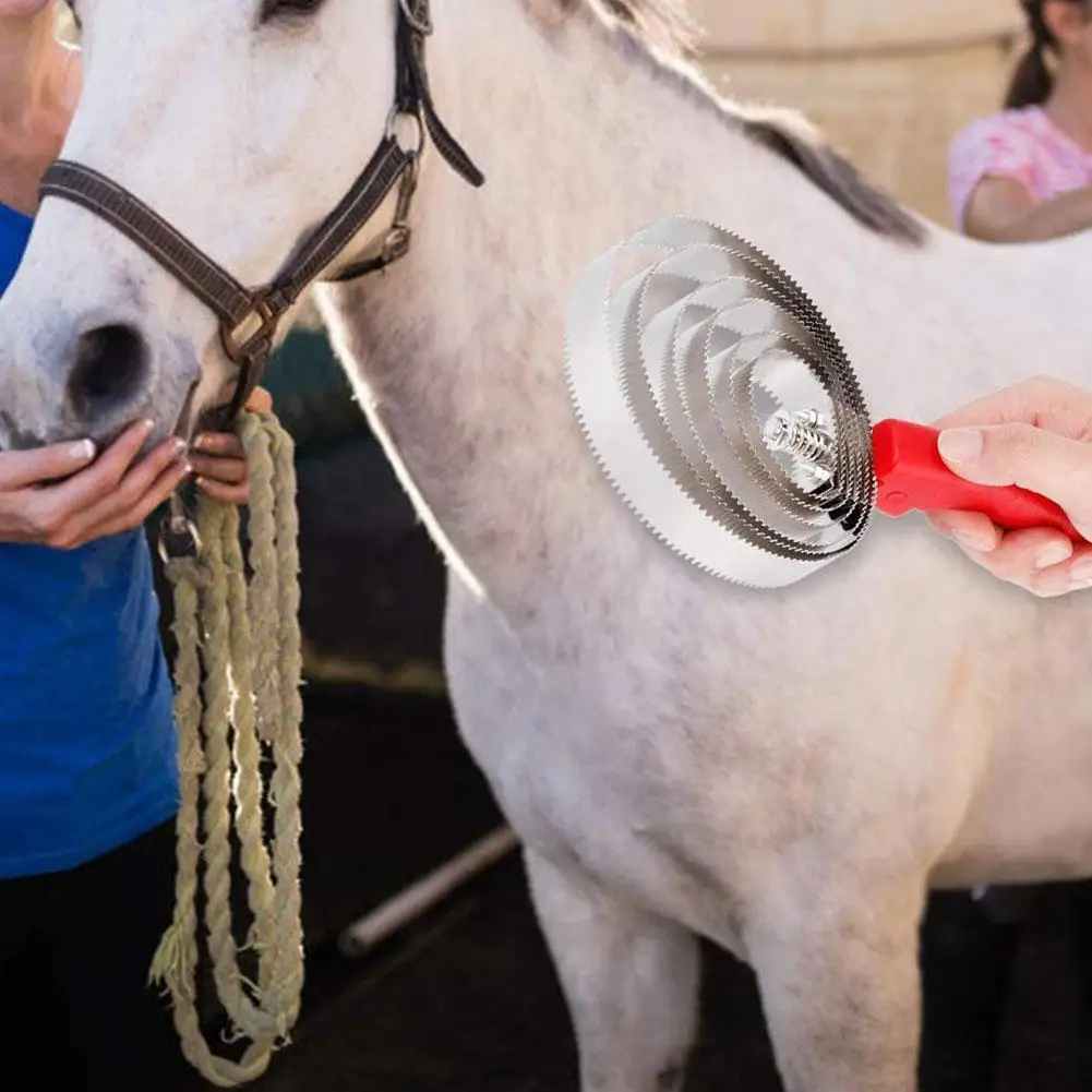 6 Rings Horses Serrated Curry Comb sweat scraping anti-itch rake Scraper Cattle scratching teeth pet hair removal Cleaning Brush