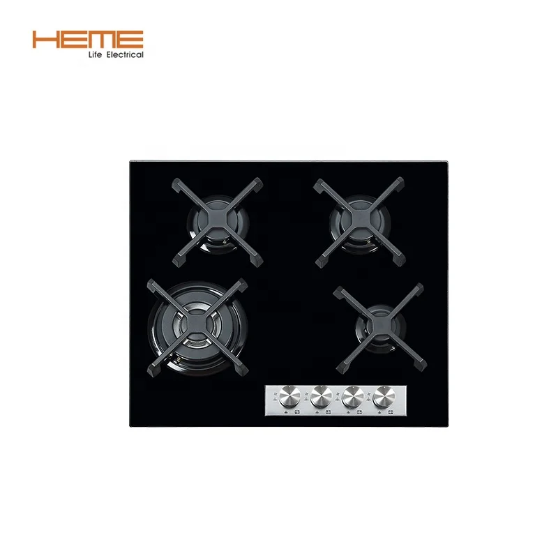 Major Kitchen Appliance Gas Cooker 60cm Tempered Glass Panel 4 Burners Built in Hob For Home Kitchen CE Certification