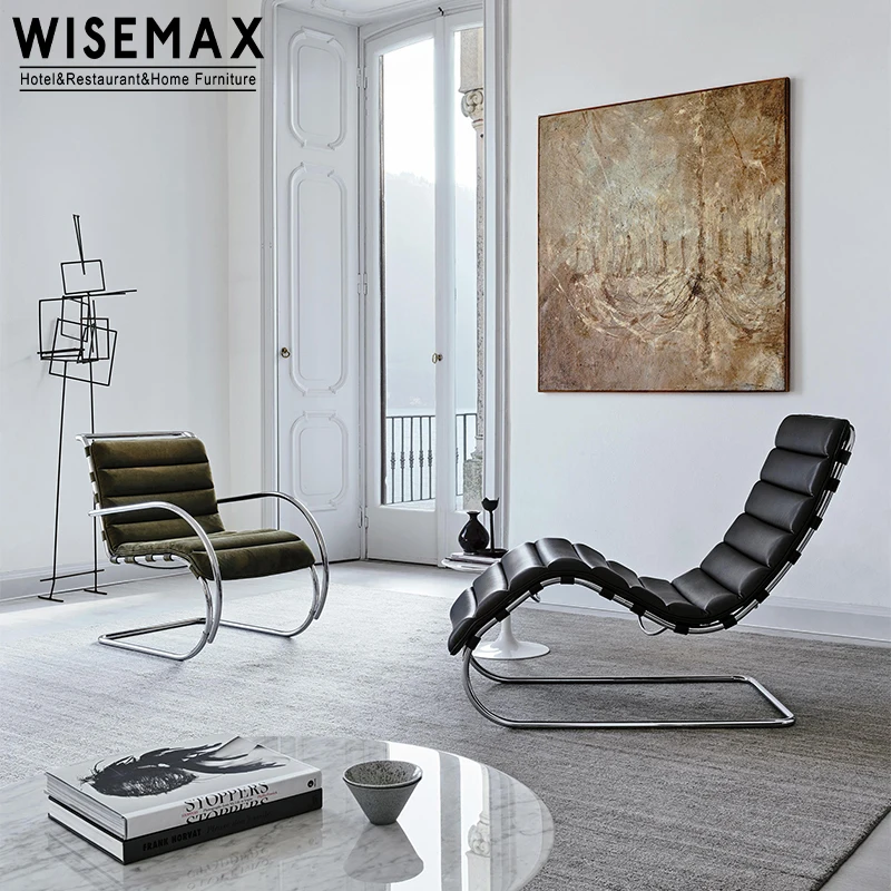 WISEMAX FURNITURE Modern Italian living room comfortable indoor leather chaise lounge chairs for home hotel villa
