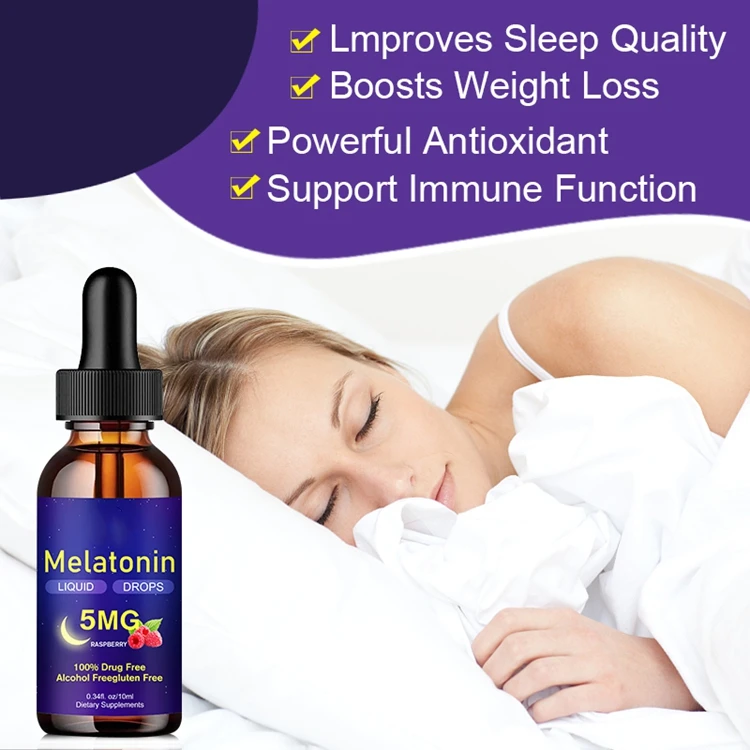 OEM Private Label Melatonin Sleeping Drops Aids Nighttime Vitamin Natural 5mg Liquid Melatonin Drops