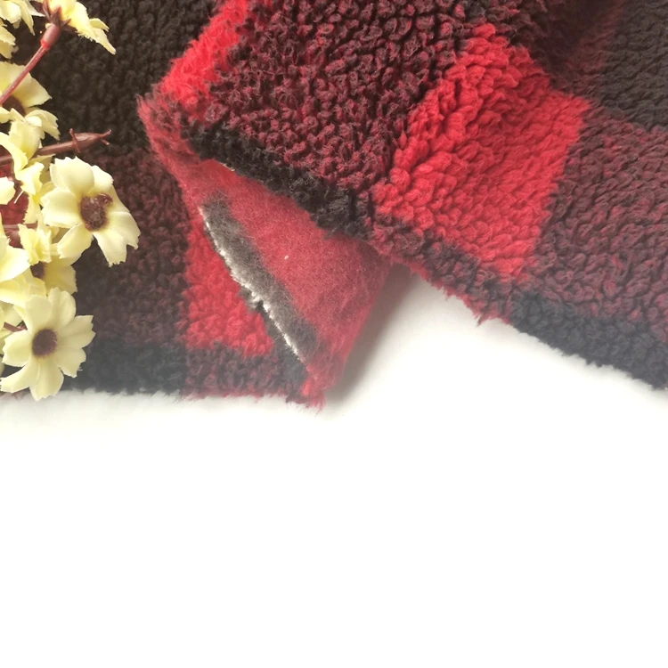 Высококачественная трикотажная флисовая ткань с принтом shu velveteen в клетку, 100% полиэстер, шерпа, флисовая ткань