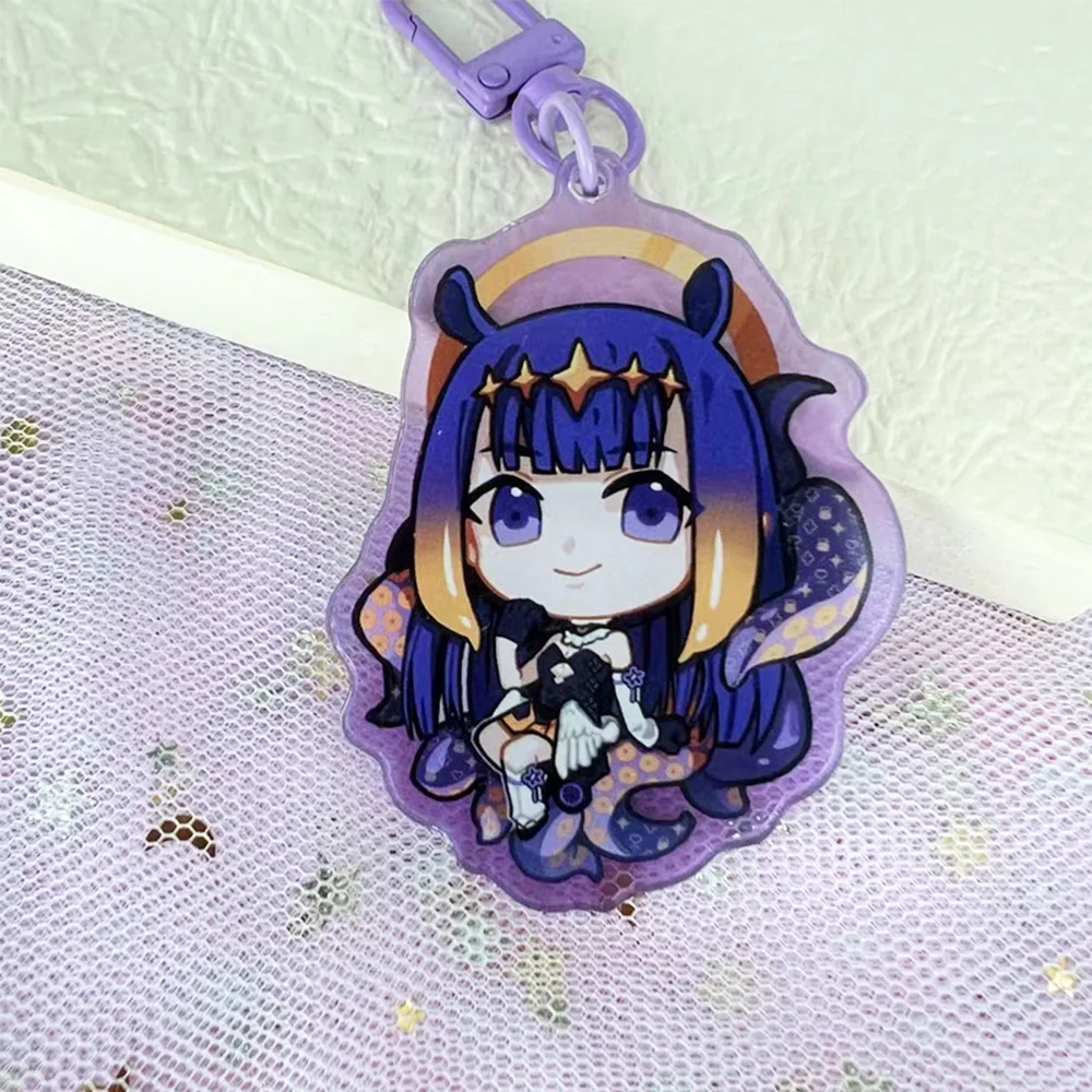 Customized acrylic gradient transparent keychain epoxy acrylic charms with anime image printed