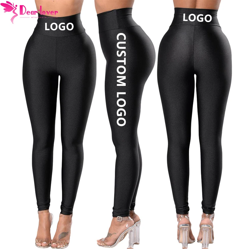 2021 Fashion Black High Rise Tight Waist Cinch Latex Sexy Leggings For Women