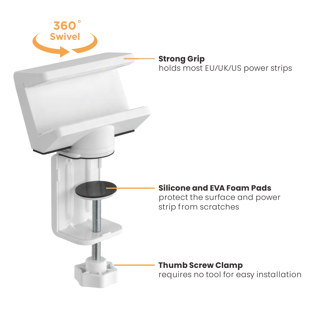 MH02-2 Swivel Desk Clamp Power Strip Desk Mount Power Strip Holder Clamp Mount