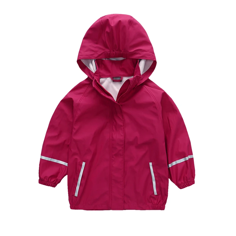 OEM Autumn Hooded Baby Jackets for Children Sport PU Leather Coats Outdoor Warm Kids Windbreaker Waterproof Rain Outerwear