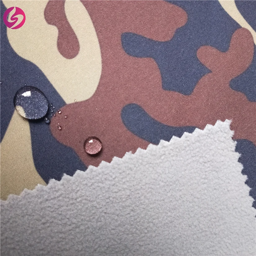 Wholesale Polyester TPU Bonded Waterproof Breathable Soft Shell 4 Way Stretch Camo Print 3 Layer Softshell Jacket Fabric
