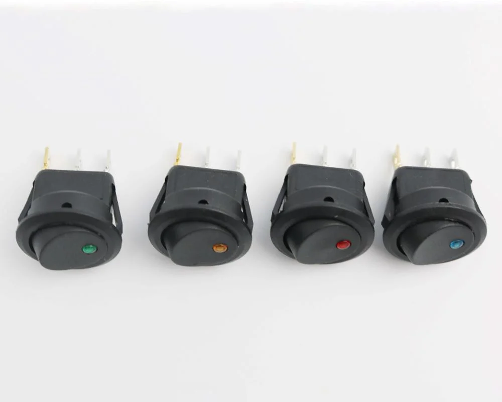 
KCD1 on-off rocker switch 3 pin with LED lamp illumination 12V Round Mini Rocker Toggle Switch 