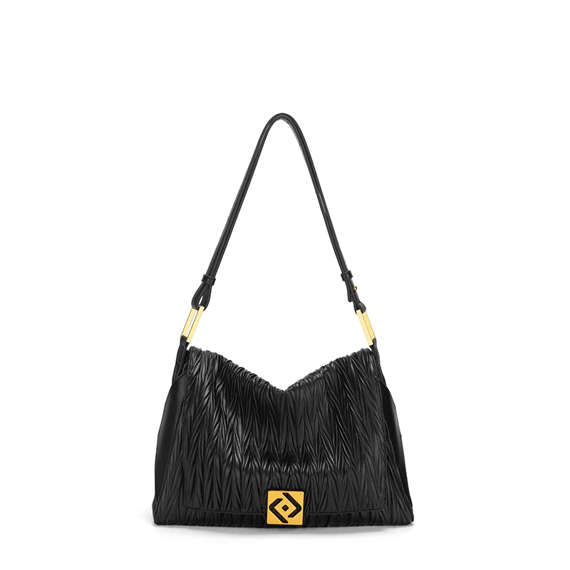 Handbag Manufacturer OEM Design Chic Boho Fashion Vintage Pleated Underarm Bags Leather Single Shoulder Bags for Woman