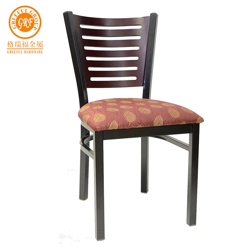 Metal Chair With Wood Back leather Seat In Restaurant metal chair in dinning room iron chair for kitchen