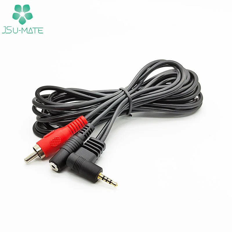 Gold Plating 90 Angle 2.5mm TRRS Male To Mono Female Plug RCA Cable High Quality Y Stereo Cable Mono Cable