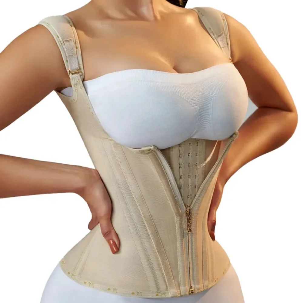Extreme Fajas Colombianas Reductor Shapewear Vest PowerNet Waist Trainer Private Label  Women Compression Body Shaper