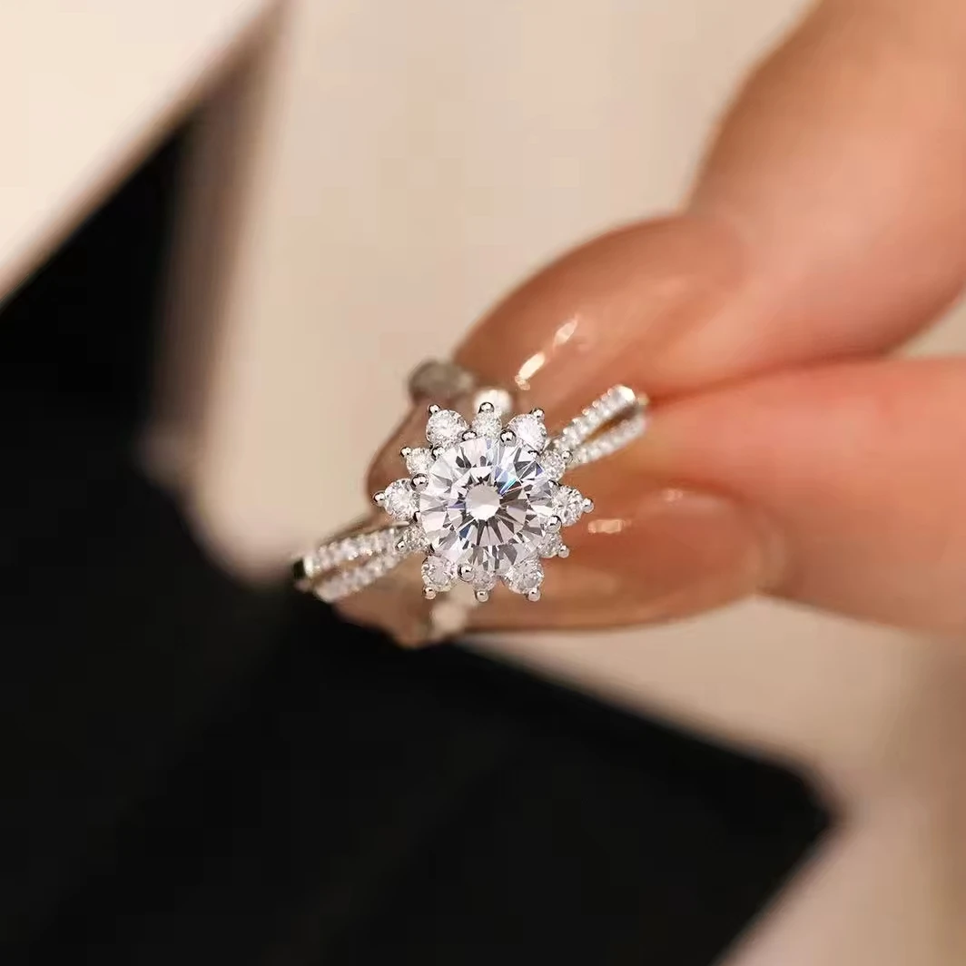 moissanite diamond women luxury wedding real diamond 18k white gold custom jewelry for men ring fine jewelry couple fancy ring