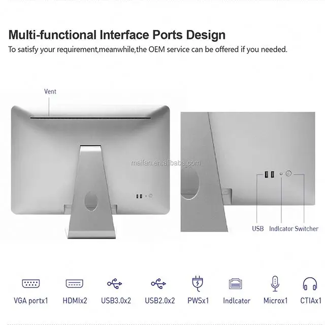 OEM Cheap Office Tender School Gaming PC i5-4200M 21.5 Inch Intel i5  All in One Desktop AIO PC