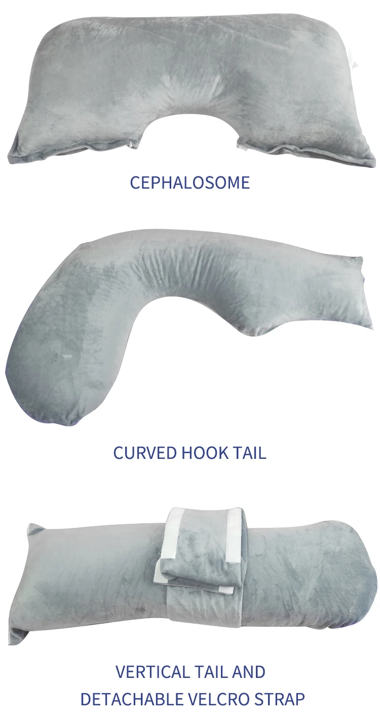3 in 1 Pregnancy Pillow Soft Velvet Pillowcase U Shape Maternity Belly Pillow for Pregnant Women and Side Sleeper
