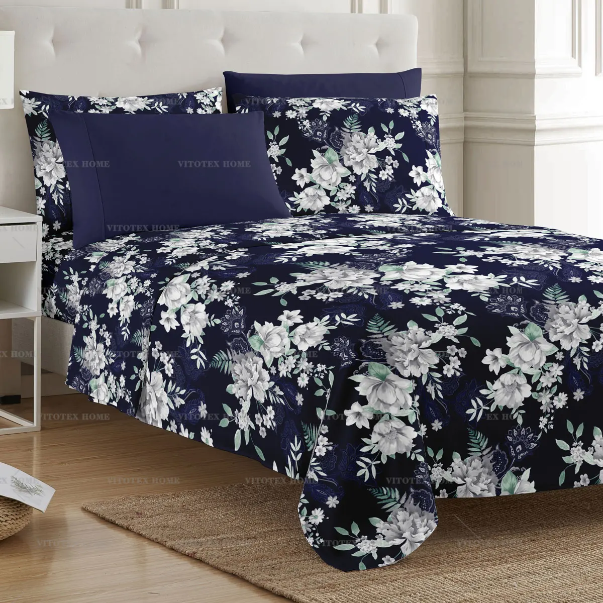 100% polyester Soft Brushed 90gsm Microfiber Extra Deep Pocket Pleated Sheet Se 6pc bedsheet set  king size