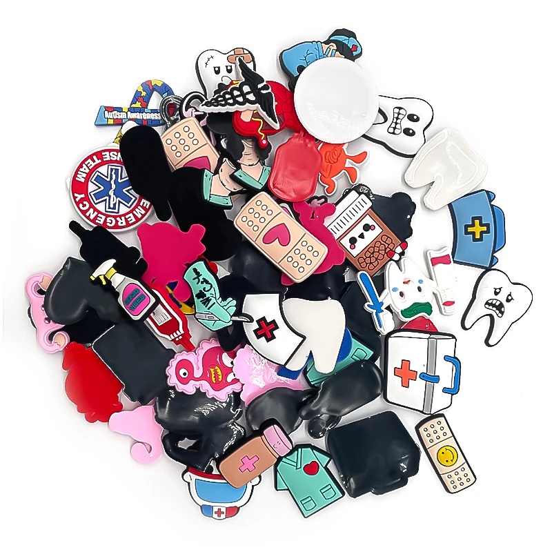 HYBkuaji 2023 оптом каваи оптовая продажа на заказ шармы для DIY Мультяшные медицинские из ПВХ с плоской задней частью обуви