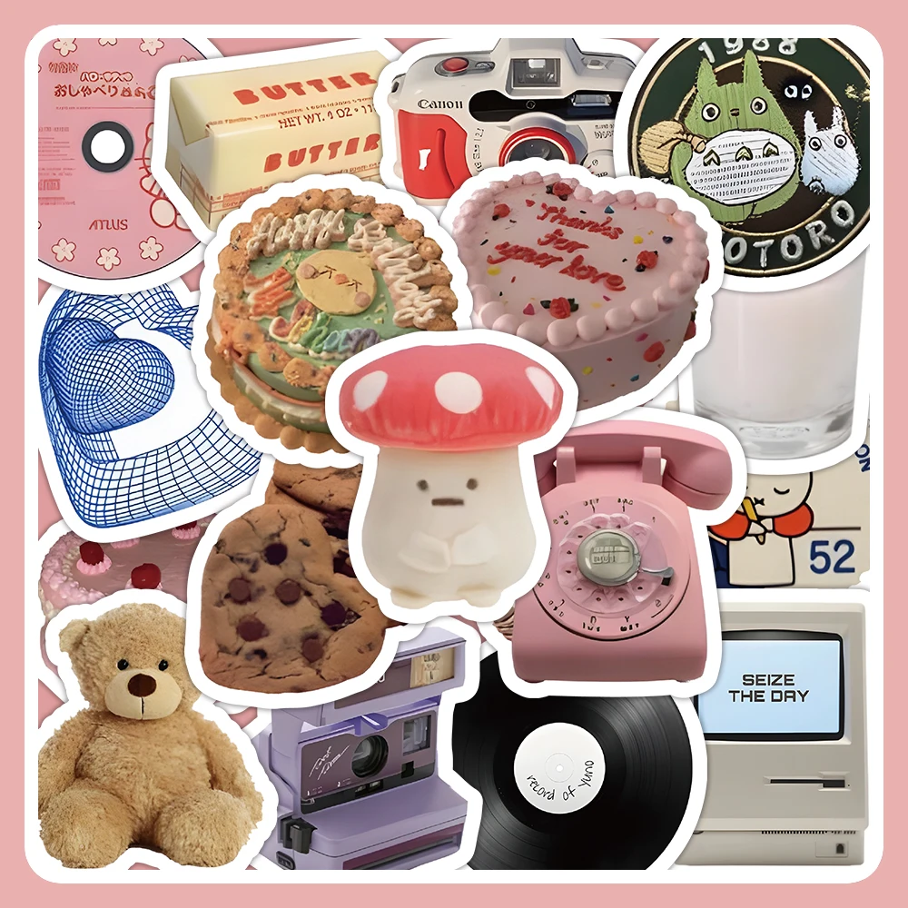 custom Korean Style Cartoon Bear Sticker Small Fresh Personality Waterproof Car Sticker Cute Graffiti Cake Beverage StickerS